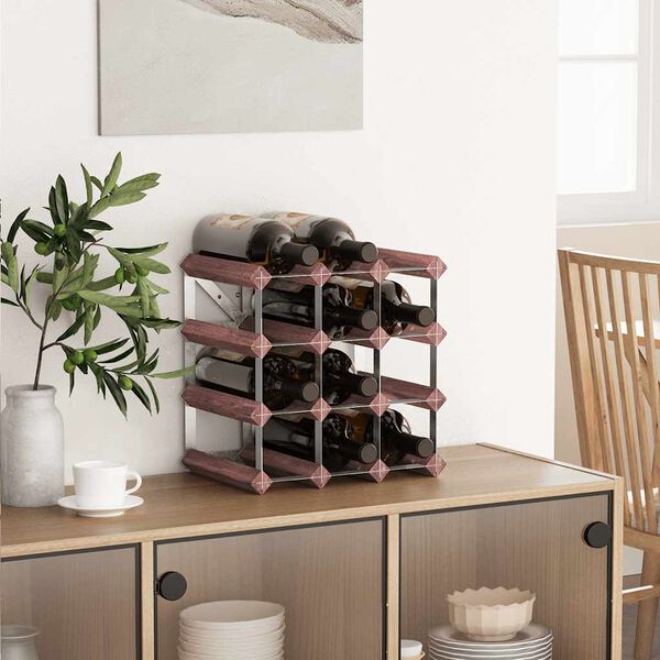 vidaXL Wine Rack for 12 Bottles Brown Solid Wood Pine