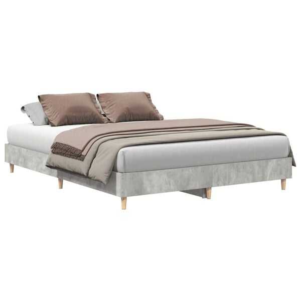 vidaXL Bed Frame No Mattress Concrete Grey 150x200 cm King Size Engineered Wood