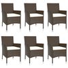 vidaXL 7 Piece Garden Dining Set with Cushions Brown Poly Rattan