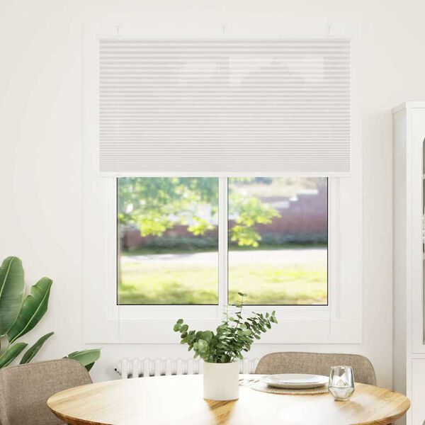 vidaXL Pleated Blind Light Grey 105x100 cm Fabric Width 104.4 cm Polyester