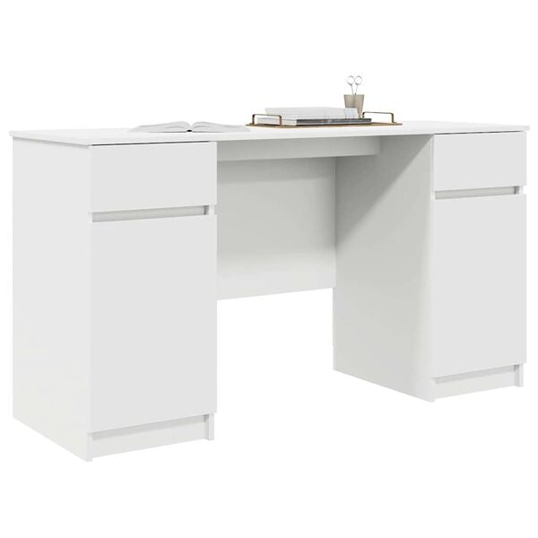 vidaXL Desk with Drawer White 140 x 49 x 76 cm Engineered wood
