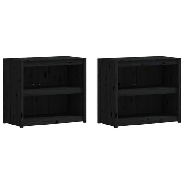 vidaXL Outdoor Kitchen Cabinets 2 pcs Black Solid Wood Pine