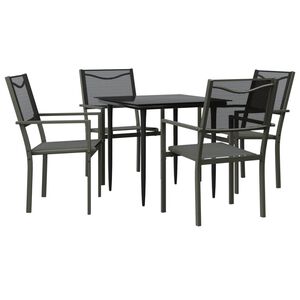 vidaXL 5 Piece Garden Dining Set Black Steel and Textilene