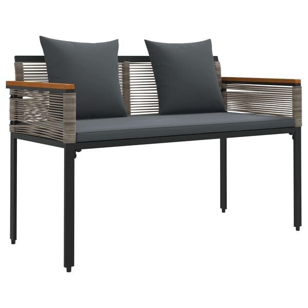 vidaXL Outdoor Bench Grey and Dark Grey 117 x 54 x 74.5 cm Poly Rattan