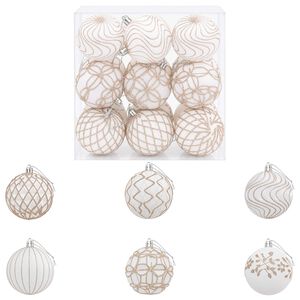 vidaXL Christmas Ball Set XL 18 pcs White and Rose Gold Dia. 8 cm