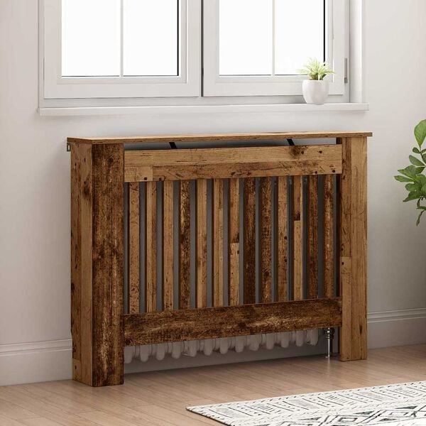 vidaXL Radiator Cover Old Wood 112 x 19 x 81.5 cm Engineered Wood