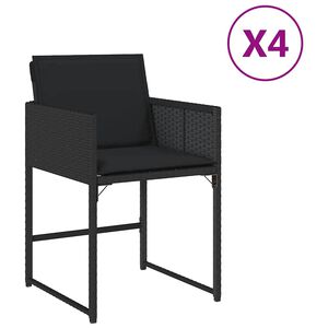 vidaXL Garden Chairs with Cushions 4 pcs Black Poly Rattan