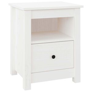 vidaXL Bedside Cabinet White 40x35x49 cm Solid Wood Pine