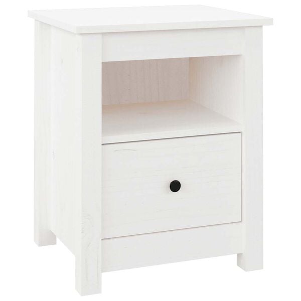 vidaXL Bedside Cabinet White 40x35x49 cm Solid Wood Pine
