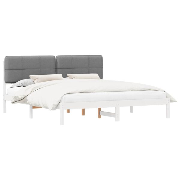 vidaXL Bed Frame with Upholstered Headboard Light Grey 180 x 200 cm