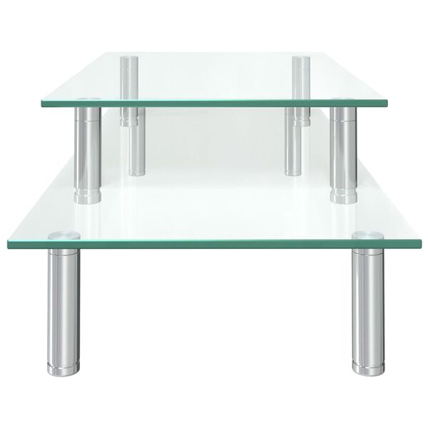 vidaXL 2-Tier Monitor Stand Transparent Glass