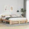 vidaXL Bed Frame with Headboard Brown 200 x 200 cm Solid Pine Wood