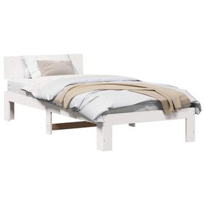 vidaXL Bed Frame with Headboard White 100 x 200 cm Solid Pine Wood