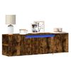 vidaXL TV Wall Cabinet with LED Lights Smoked Oak 135x31x39.5 cm