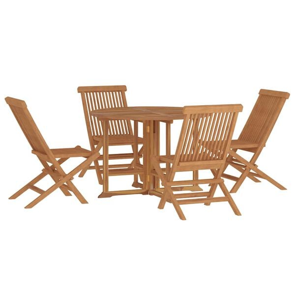 vidaXL 5 Piece Folding Outdoor Dining Set Solid Wood Teak