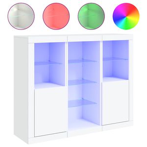 vidaXL Sideboards with LED Lights 3 pcs White Engineered Wood