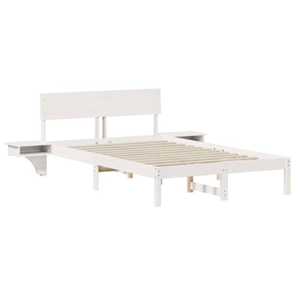 vidaXL Bed Frame with Headboard White 120 x 200 cm Solid Pine Wood