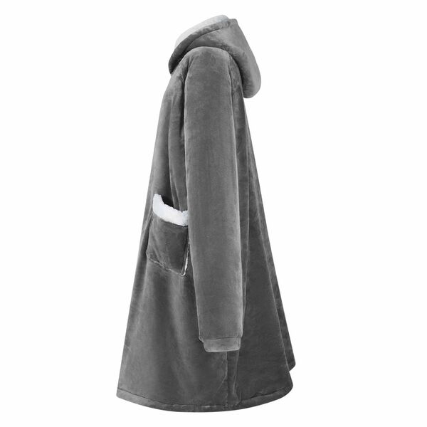 vidaXL Blanket Hoodie Dark Grey L Fleece and Flannel