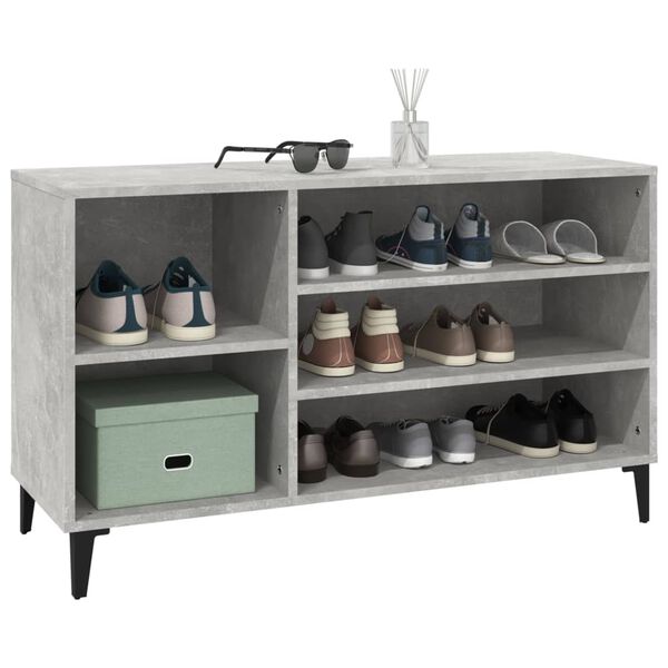 vidaXL Shoe Cabinet Concrete Grey 102x36x60 cm Engineered Wood