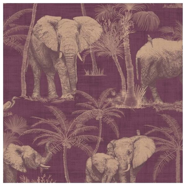 DUTCH WALLCOVERINGS Wallpaper Elephant Grove Aubergine