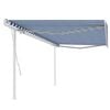 vidaXL Manual Retractable Awning with Posts 5x3,5 m Blue and White