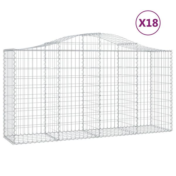 vidaXL Arched Gabion Baskets 18 pcs 200x50x100/120 cm Galvanised Iron