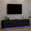 vidaXL TV Cabinet with LED Black Oak 165 x 34 x 40 cm Engineered Wood