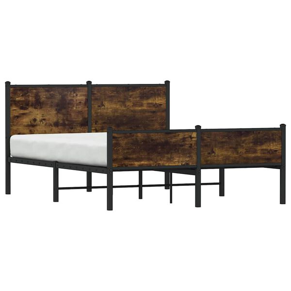 vidaXL Metal Bed Frame without Mattress Smoked Oak 150x200 cm King Size