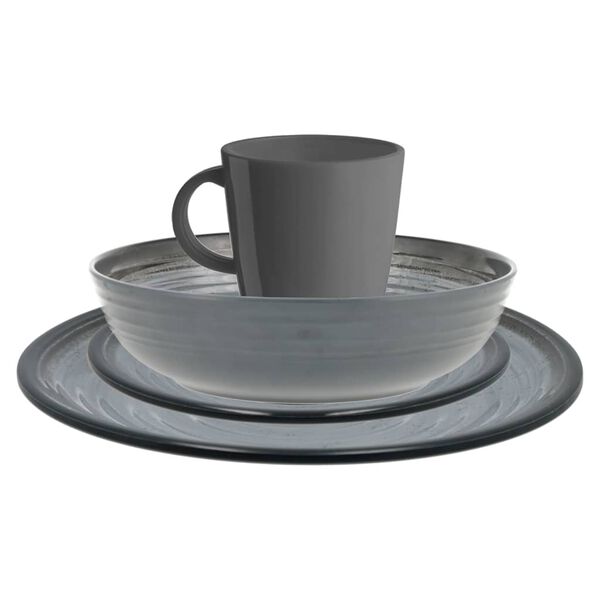 Travellife 16 Piece Luxury Dinnerware Set J&aacute;vea Dark Grey