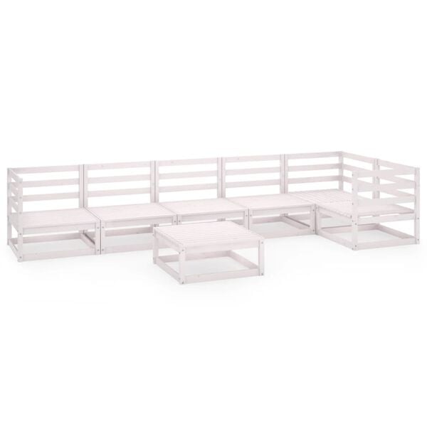 vidaXL 7 Piece Garden Lounge Set White Solid Wood Pine