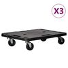 vidaXL Transport Trolleys 3 pcs Black 58x38x12 cm Polypropylene