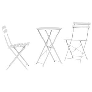 vidaXL Folding Bistro Set 3 pcs White Steel