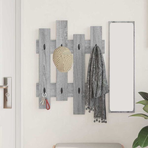 vidaXL Wall-Mounted Coat Rack Wall-mounted Grey Sonoma 60 x 3 x 82 cm
