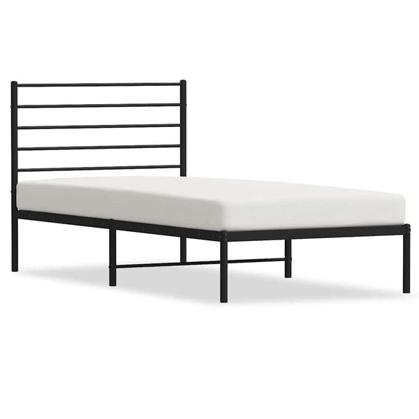 vidaXL Metal Bed Frame without Mattress with Headboard Black 75x190cm