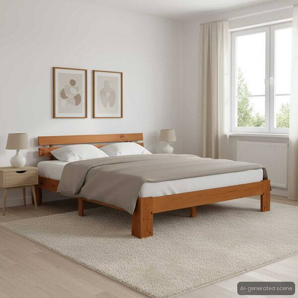 vidaXL Bed Frame without Mattress Honey Brown 160x200cm Solid Wood Pine