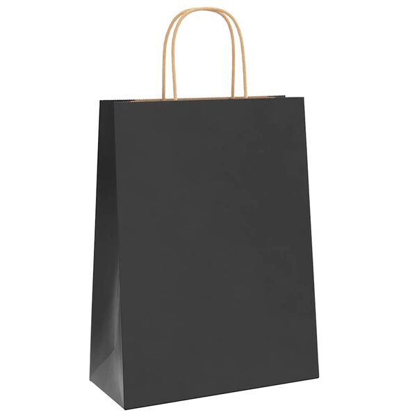 vidaXL Paper Bags 250 pcs with Handles Black 26x12x35 cm