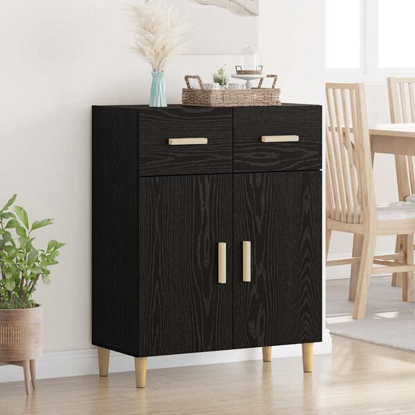 vidaXL Sideboard Black oak 34 x 69.5 x 89 cm Engineered wood