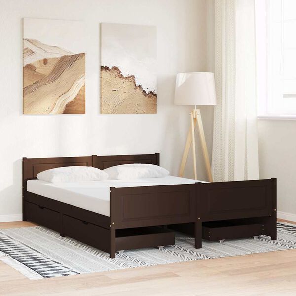 vidaXL Bed Frame without Mattress Dark Brown 140x200 cm Solid Wood