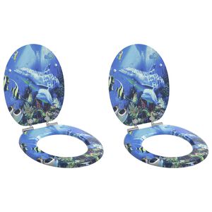 vidaXL Toilet Seat 2 pcs Blue 44 x 38 cm MDF board