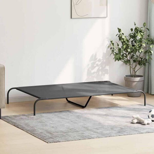 vidaXL Elevated Dog Bed Grey 150x90x20 cm Textilene and Steel