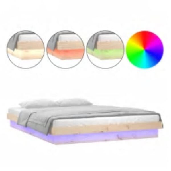 vidaXL LED Bed Frame without Mattress 140x200 cm Solid Wood