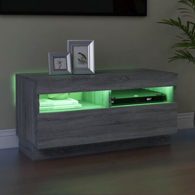 vidaXL TV Cabinet with LED Lights Grey Sonoma 80x35x40 cm
