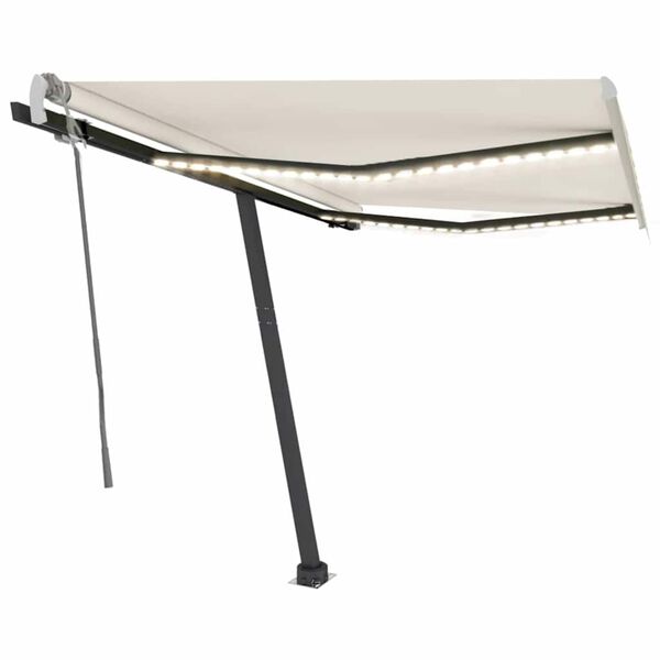vidaXL Manual Retractable Awning with LED 350x250 cm Cream
