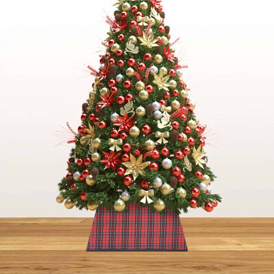 vidaXL Christmas Tree Skirt Red and Black 48x48x25 cm