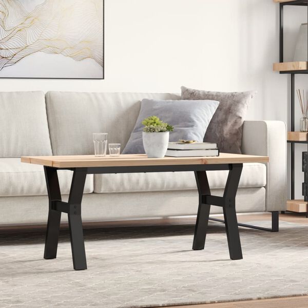 vidaXL Coffee Table Y-Frame 100x50x45.5 cm Solid Wood Pine and Steel