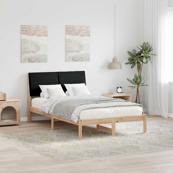vidaXL Bed frame Brown and black 120 x 190 cm Solid pine wood