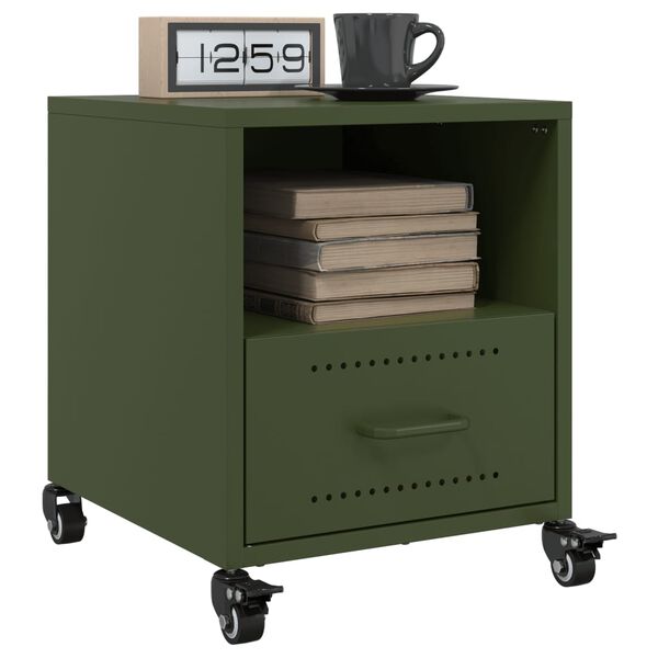 vidaXL Bedside Cabinet Olive Green 36x39x43.5 cm Steel