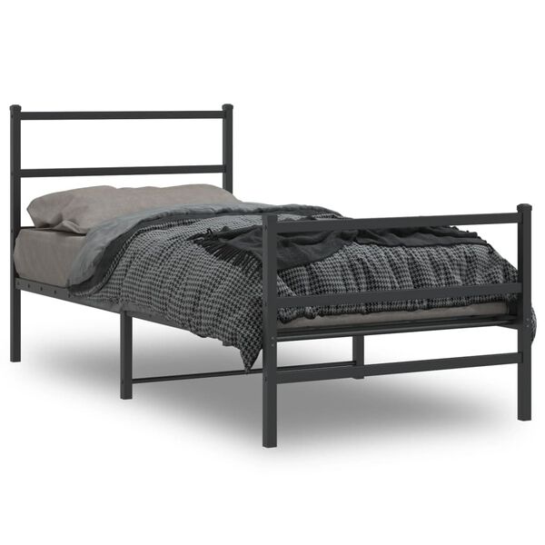 vidaXL Metal Bed Frame without Mattress with Footboard&nbsp;Black 90x190cm