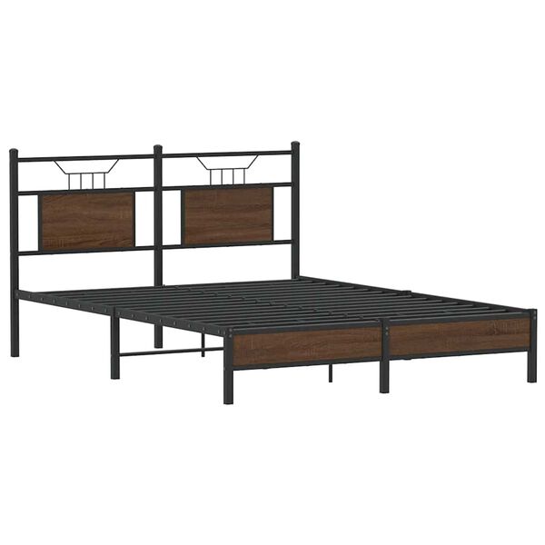 vidaXL Bed Frame without Mattress Brown Oak 140x200 cm Engineered Wood