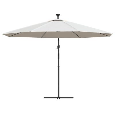 vidaXL Cantilever Umbrella with LED Lights and Metal Pole 350 cm Sand